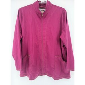 Dickies Women's 3XL Full Zip Front Jacket Wine Colored Pockets Camo Lining